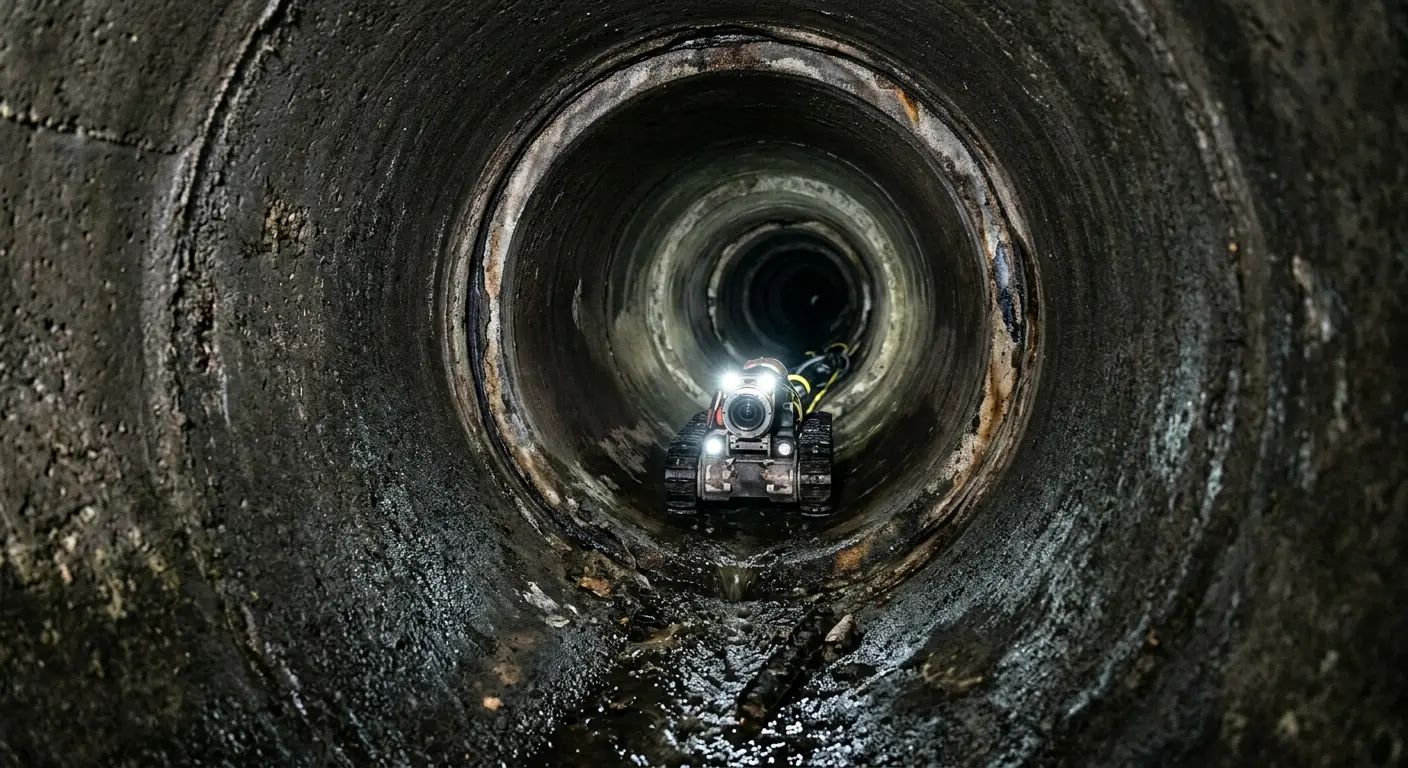 Robotic sewer camera inspecting pipe interior for Sewer Line Cleaning in Milwaukie